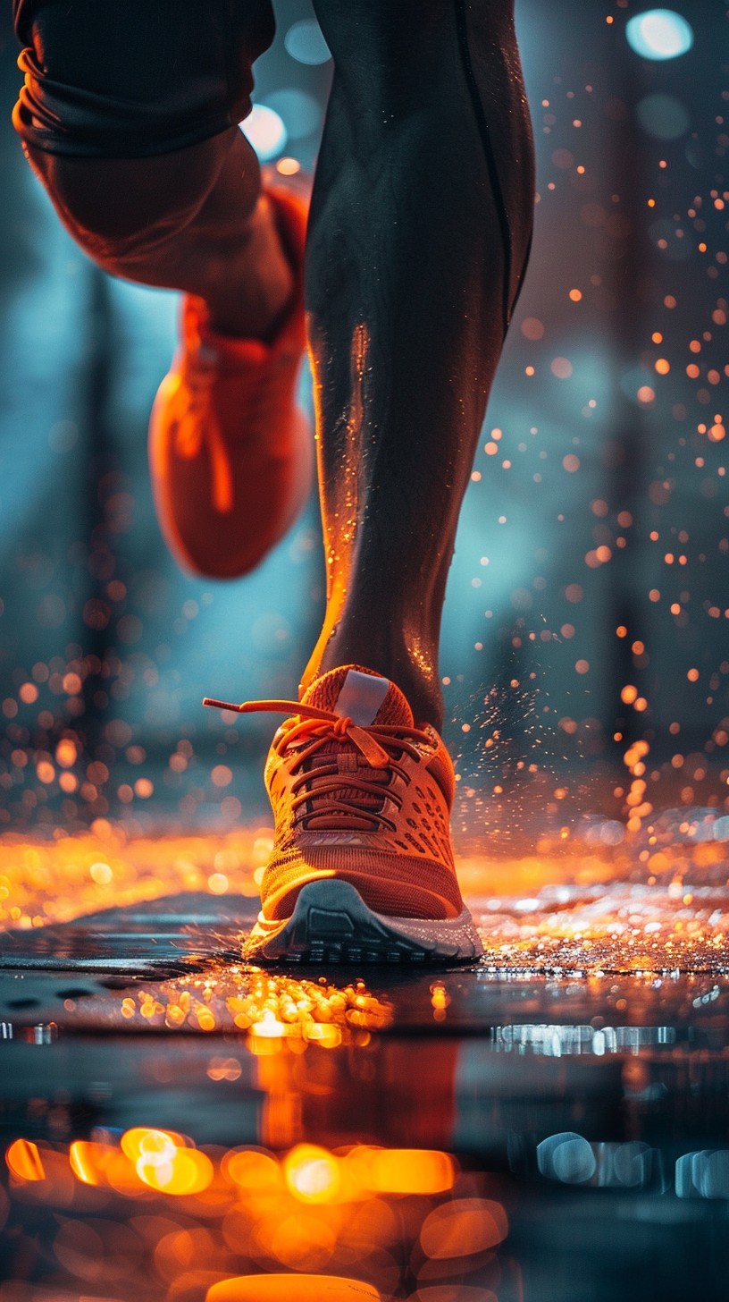 Night running with city lights